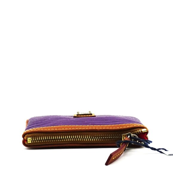 DOONEY & BOURKE Purple & Brown Leather Zip Pouch/Wristlet - Picture 4 of 7
